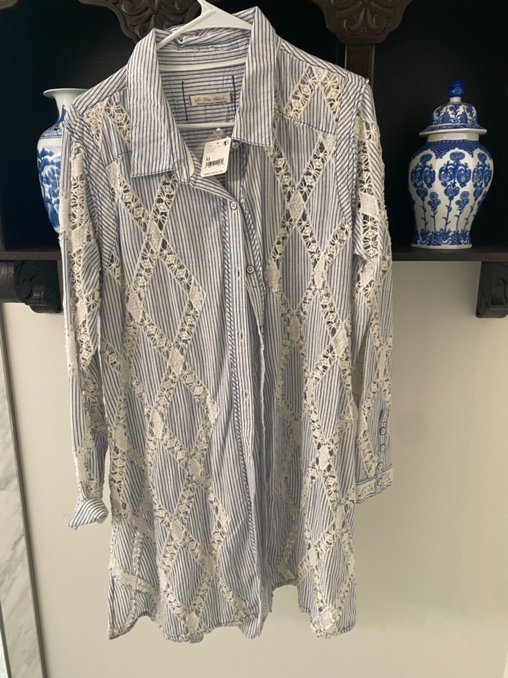 We The Free Blue & White Striped Button Shirt - Picture 3 of 4